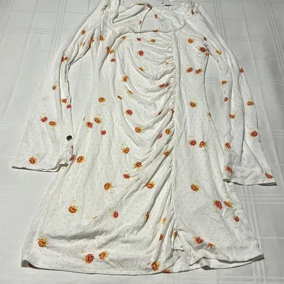 Free People Women's Ivory Combo Floral Long Sleeve Celia Mini Dress Size XS - Picture 5 of 9